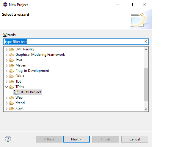 Wizard selection dialog box