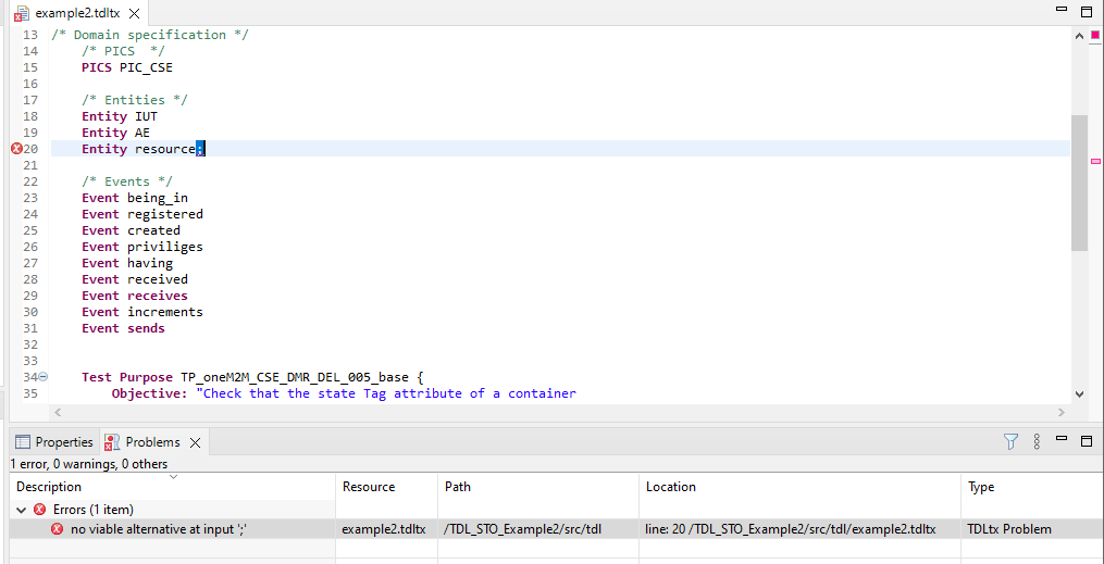 Syntax error presentation