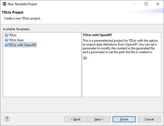 Create new TDL project with support for OpenAPI