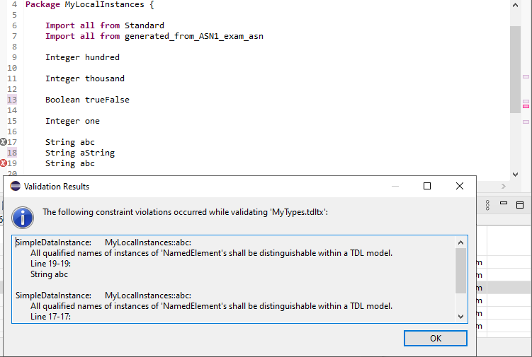 Constraint error presentation